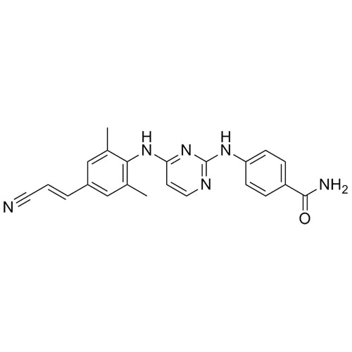 Rilpivirine Amide-2 Impurity (4-{[4-({4-(E)-2-Cyanoethyl]-2, 6-Dimethyl]phenyl}amino-2-Pyrimidinyl]amino}-Benzamide)