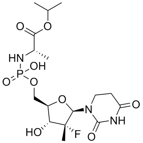 (2S)-isopropyl 2-(((((2R,3R,4R,5R)-5-(2,4-dioxotetrahydropyrimidin-1(2H)-yl)-4-fluoro-3-hydroxy-4-methyltetrahydrofuran-2-yl)methoxy)(hydroxy)phosphoryl)amino)propanoate