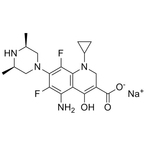 5-amino-1-cyclopropyl-7-((3R,5S)-3,5-dimethylpiperazin-1-yl)-6,8-difluoro-4-hydroxy-1,2-dihydroquinoline-3-carboxylic acid, sodium salt