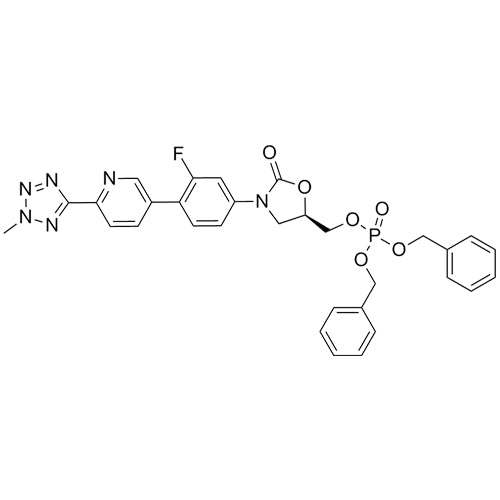 (R)-dibenzyl ((3-(3-fluoro-4-(6-(2-methyl-2H-tetrazol-5-yl)pyridin-3-yl)phenyl)-2-oxooxazolidin-5-yl)methyl) phosphate