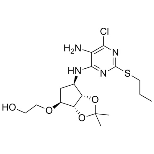 2-(((3aR,4S,6R,6aS)-6-((5-amino-6-chloro-2-(propylthio)pyrimidin-4-yl)amino)-2,2-dimethyltetrahydro-3aH-cyclopenta[d][1,3]dioxol-4-yl)oxy)ethanol