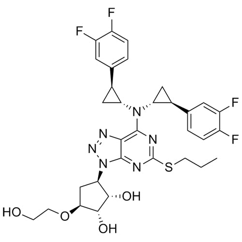 (1S,2S,3R,5S)-3-(7-(bis((1R,2S)-2-(3,4-difluorophenyl)cyclopropyl)amino)-5-(propylthio)-3H-[1,2,3]triazolo[4,5-d]pyrimidin-3-yl)-5-(2-hydroxyethoxy)cyclopentane-1,2-diol