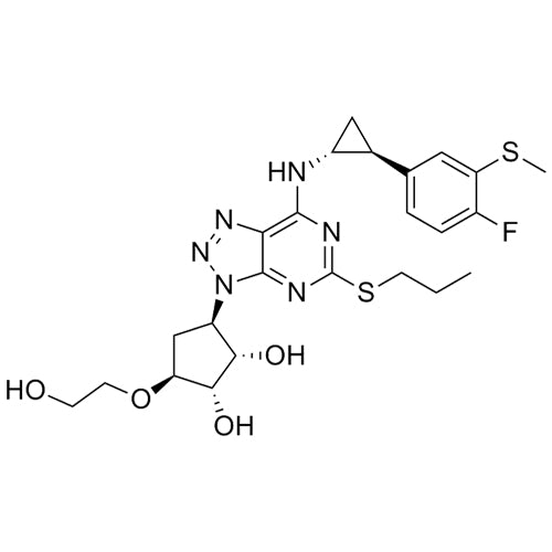 (1S,2S,3R,5S)-3-(7-(((1R,2S)-2-(4-fluoro-3-(methylthio)phenyl)cyclopropyl)amino)-5-(propylthio)-3H-[1,2,3]triazolo[4,5-d]pyrimidin-3-yl)-5-(2-hydroxyethoxy)cyclopentane-1,2-diol