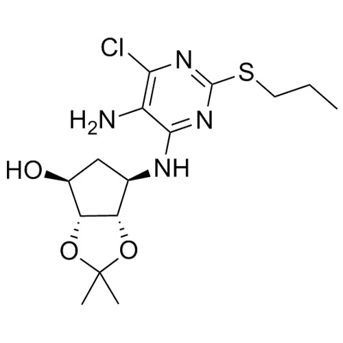 (3aR,4S,6R,6aS)-6-((5-amino-6-chloro-2-(propylthio)pyrimidin-4-yl)amino)-2,2-dimethyltetrahydro-3aH-cyclopenta[d][1,3]dioxol-4-ol