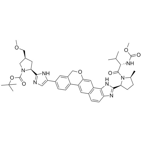 (2S,4S)-tert-butyl 2-(5-(2-((2S,5S)-1-((S)-2-((methoxycarbonyl)amino)-3-methylbutanoyl)-5-methylpyrrolidin-2-yl)-1,11-dihydroisochromeno[4',3':6,7]naphtho[1,2-d]imidazol-9-yl)-1H-imidazol-2-yl)-4-(methoxymethyl)pyrrolidine-1-carboxylate