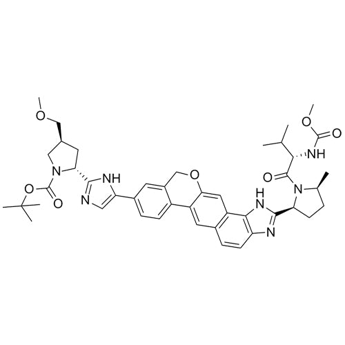 (2R,4S)-tert-butyl 2-(5-(2-((2S,5S)-1-((S)-2-((methoxycarbonyl)amino)-3-methylbutanoyl)-5-methylpyrrolidin-2-yl)-1,11-dihydroisochromeno[4',3':6,7]naphtho[1,2-d]imidazol-9-yl)-1H-imidazol-2-yl)-4-(methoxymethyl)pyrrolidine-1-carboxylate