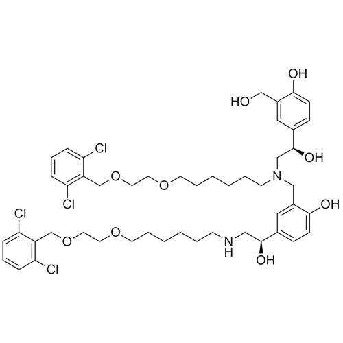 2-(((6-(2-((2,6-dichlorobenzyl)oxy)ethoxy)hexyl)((R)-2-hydroxy-2-(4-hydroxy-3-(hydroxymethyl)phenyl)ethyl)amino)methyl)-4-((R)-2-((6-(2-((2,6-dichlorobenzyl)oxy)ethoxy)hexyl)amino)-1-hydroxyethyl)phenol