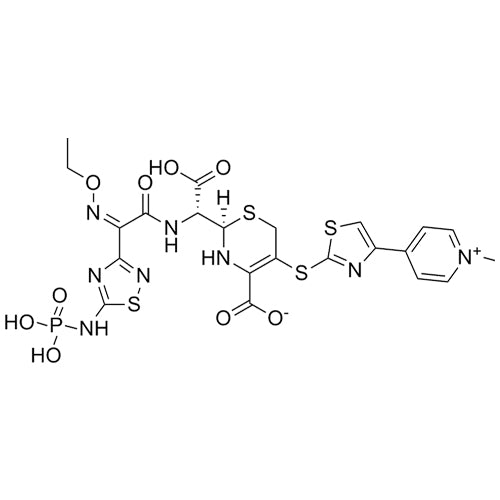 (R)-2-((R)-carboxy((Z)-2-(ethoxyimino)-2-(5-(phosphonoamino)-1,2,4-thiadiazol-3-yl)acetamido)methyl)-5-((4-(1-methylpyridin-1-ium-4-yl)thiazol-2-yl)thio)-3,6-dihydro-2H-1,3-thiazine-4-carboxylate