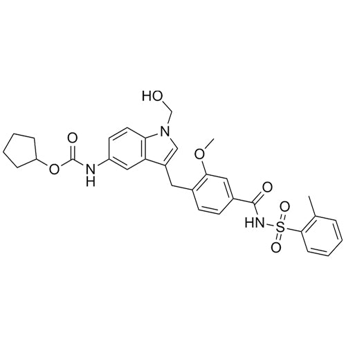 cyclopentyl (1-(hydroxymethyl)-3-(2-methoxy-4-((o-tolylsulfonyl)carbamoyl)benzyl)-1H-indol-5-yl)carbamate